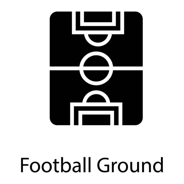 Voetbal Grond Pictogram Solide Ontwerp — Stockvector