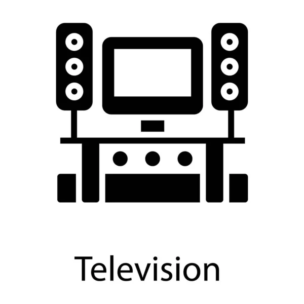 Εικονίδιο Stand Τηλεόραση Στερεά Σχεδίαση — Διανυσματικό Αρχείο