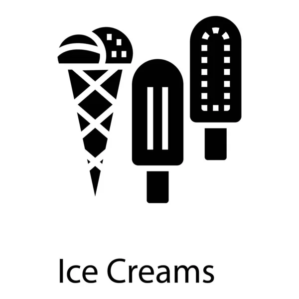 Icono Helado Diseño Glifo — Vector de stock