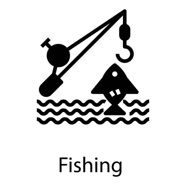 Fishing Hook Glyph Icon Design — Stock Vector