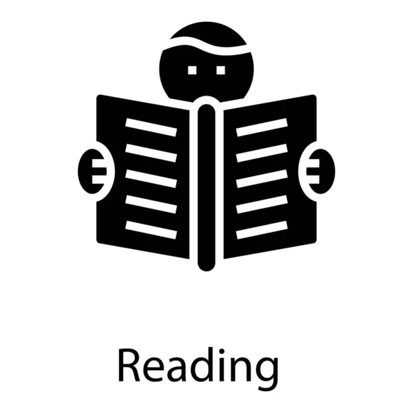 Ikona Czytania Książek Solidnej Konstrukcji — Wektor stockowy