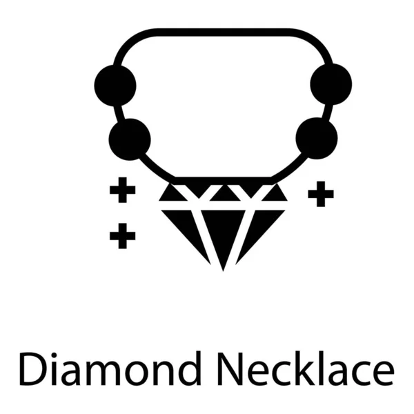 Diamond Necklace Pictogram Solide Ontwerp — Stockvector