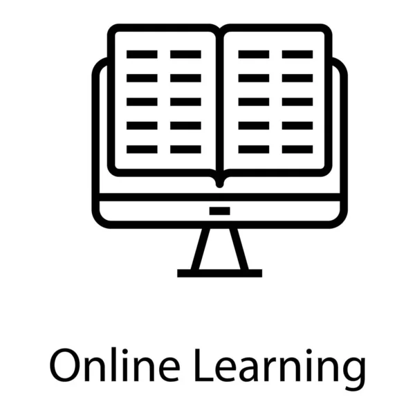 Online Learning Icon Line Design — Stock Vector
