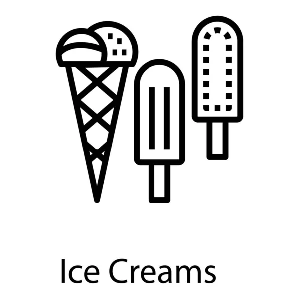 Icono Helado Línea Diseño — Vector de stock