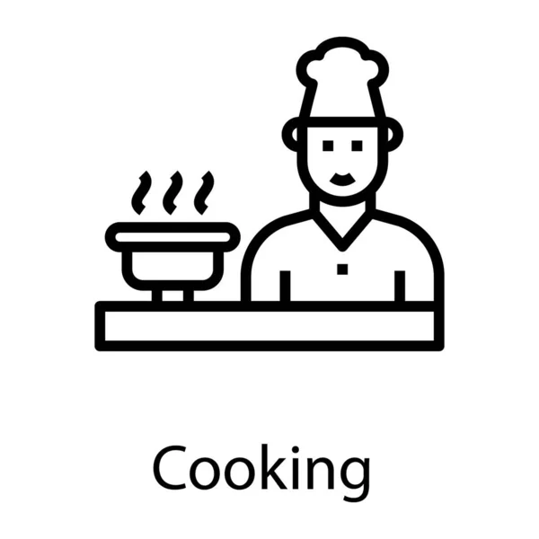Icono Diseño Línea Chef — Vector de stock