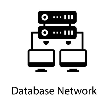 Veritabanı ağ glyph simgesi tasarımı 