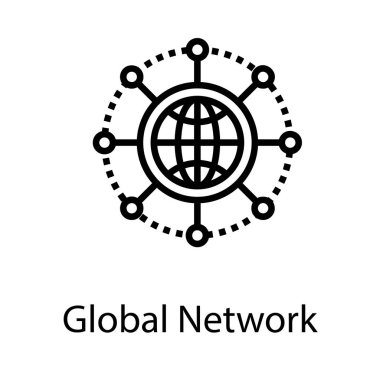 Küre ağ simgeleri çizgi tasarımı.