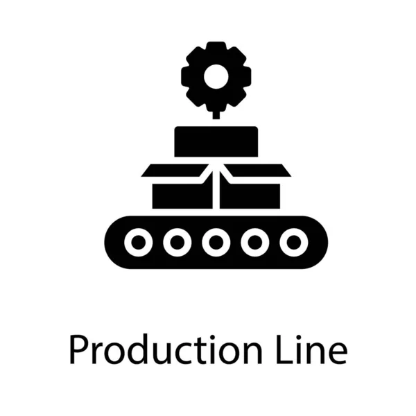 Progettazione Solida Dell Icona Della Linea Produzione — Vettoriale Stock