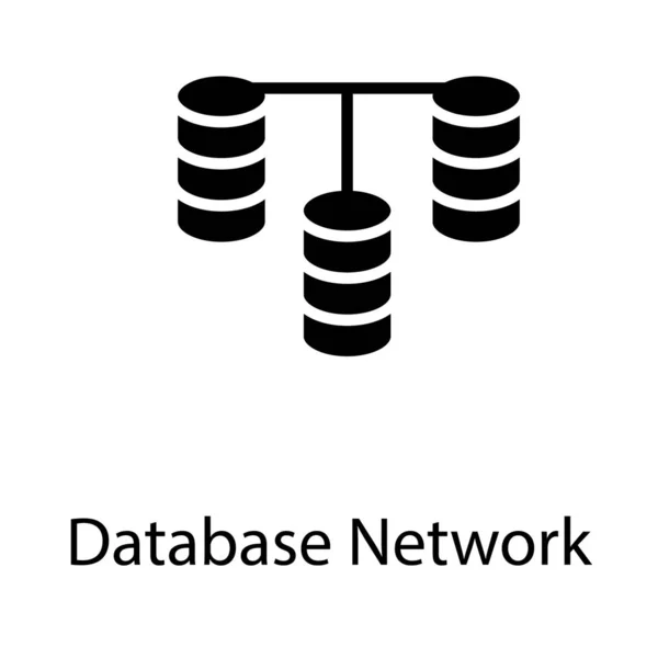 Datenbank Netzwerk Glyphen Icon Design — Stockvektor
