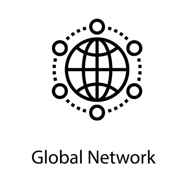 Проектирование Линий Иконок Сетей Globe — стоковый вектор