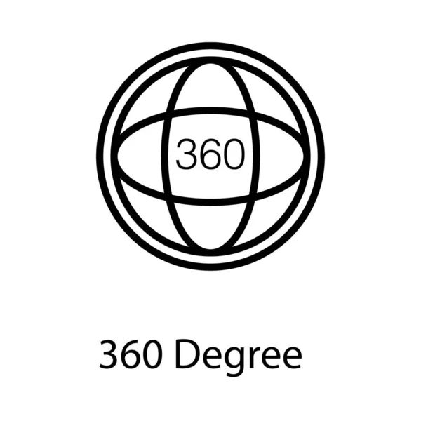 Линейный Дизайн Значка 360 Градусов — стоковый вектор