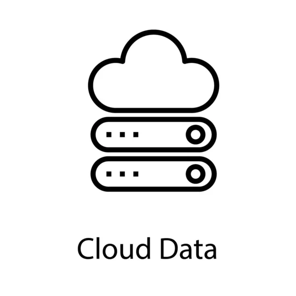 Návrh Čáry Ikony Datového Serveru Cloud — Stockový vektor