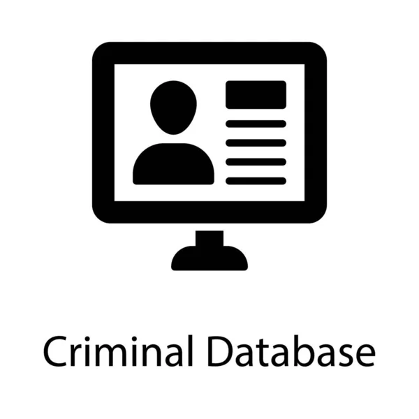 Design Solido Dell Icona Del Database Criminale — Vettoriale Stock