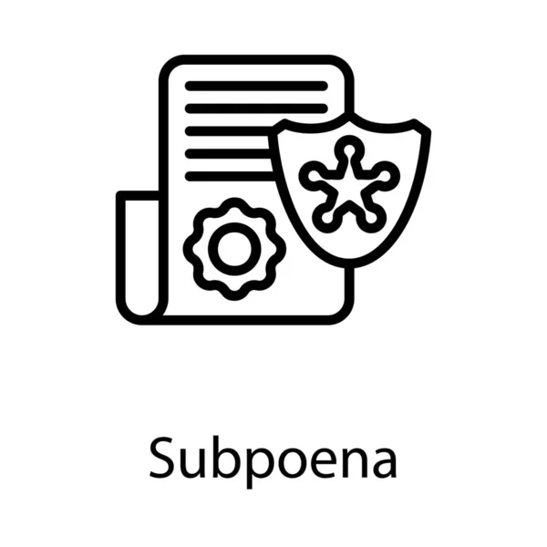 Ikona Subpoena Návrhu Řádku — Stockový vektor