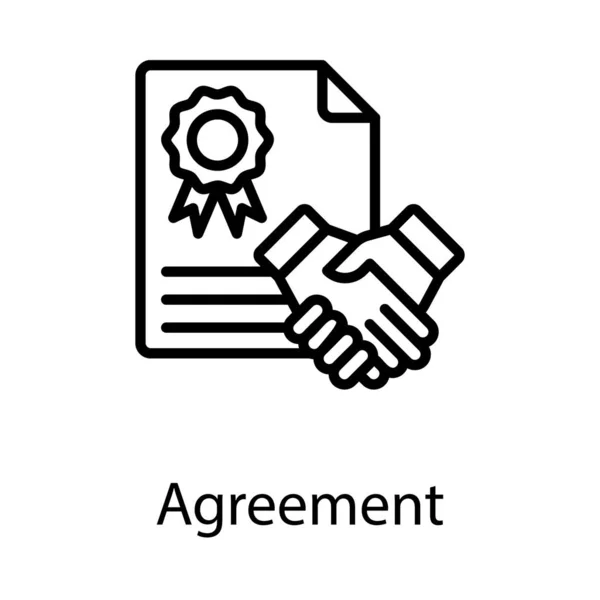 Overeenkomst Papier Pictogram Lijn Ontwerp — Stockvector