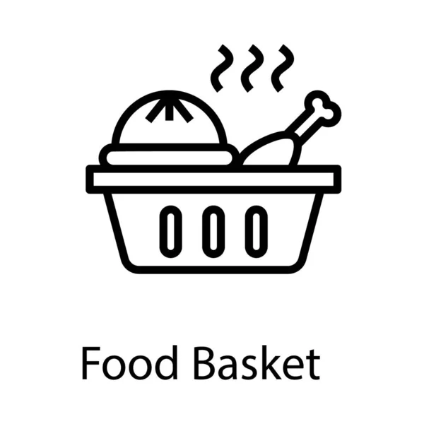 Icono Cesta Alimentos Línea Diseño — Vector de stock