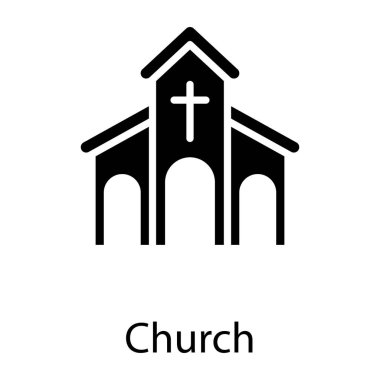 Kilise binası, glyph tasarım vektörü 