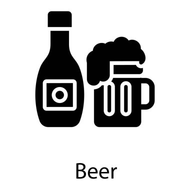 Bira kupa glyph simgesi vektör 