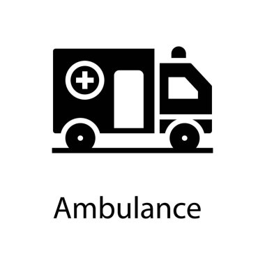 Glyph vektörü ambulans simgesi 