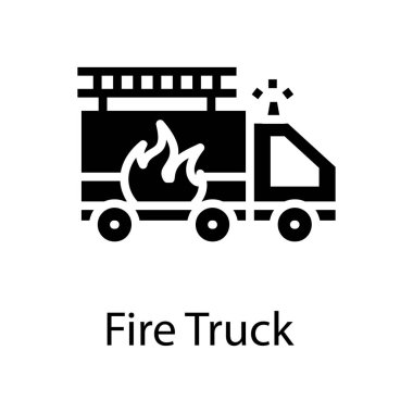 Katı tasarımda itfaiye aracı simgesi 