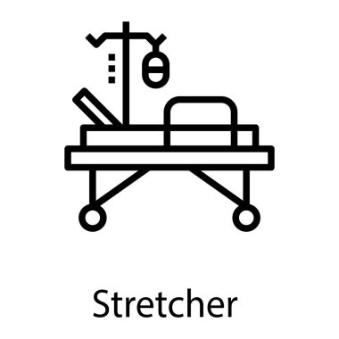 Beyaz arka plan üzerinde izole hastane yatak simgesi 
