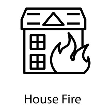 yangın simgesi üzerinde evin hat tasarımı 