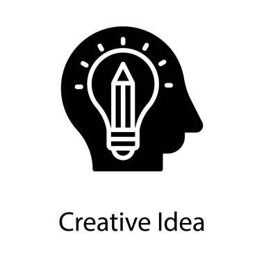Yaratıcı düşünme simgesi vektör katı tasarım 