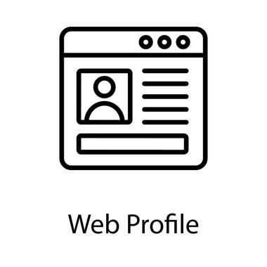 Satır tasarımında web profili vektörü 