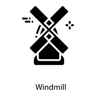 Katı tasarımda çiftlik yel değirmeni vektörü 