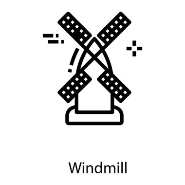 Hat tasarımında çiftlik yel değirmeni vektörü 