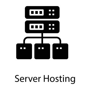 Veri sunucusu simgesinin Glyph vektör tasarımı.