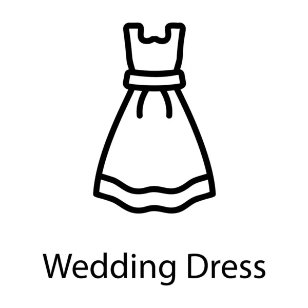 Bröllopsklänning Linje Ikon Design — Stock vektor
