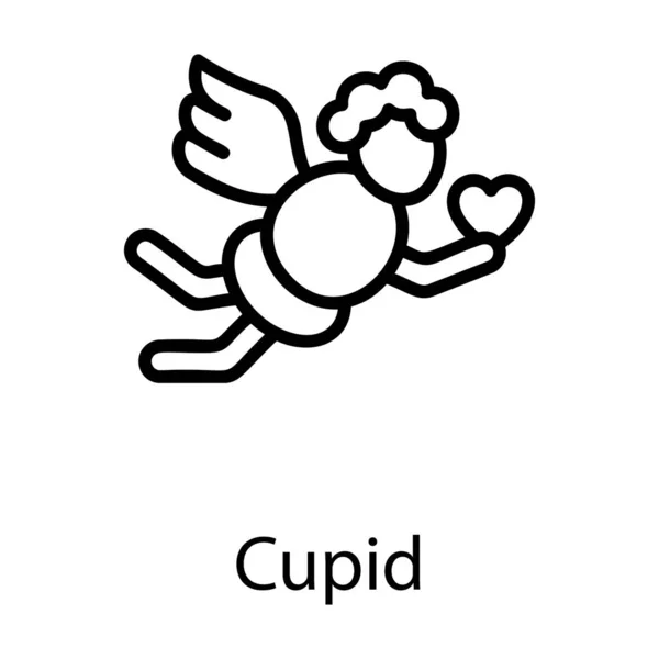 Ícone Linha Anjo Cupido — Vetor de Stock