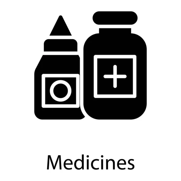 Icono Medicina Líquida Diseño Del Glifo — Vector de stock