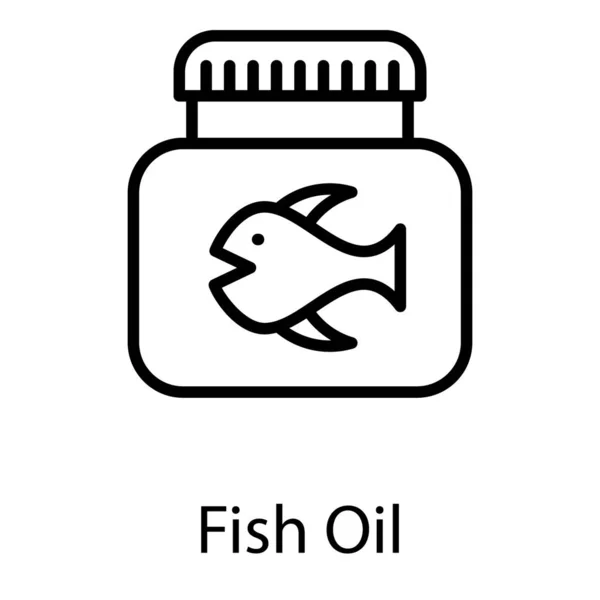 Diseño Vectores Línea Aceite Pescado Icono — Vector de stock