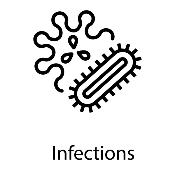 Bulaşıcı Mikroplar Simge Çizgi Tasarımı — Stok Vektör