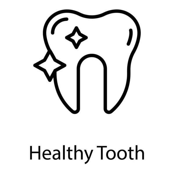 Healthy Tooth Icon Line Design — Stock Vector