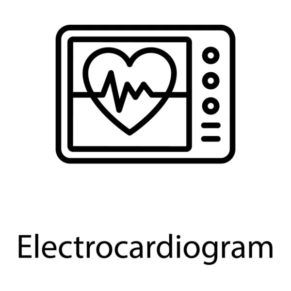 Electrocardiogram Icon Line Design — Stock Vector