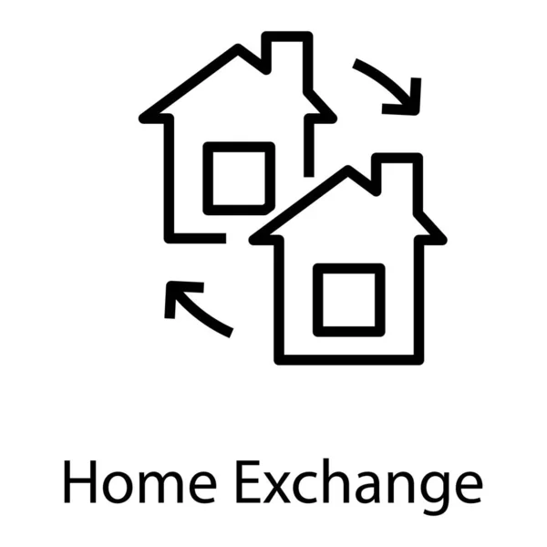 Ikona Wymiany Domowej Projektowaniu Linii — Wektor stockowy