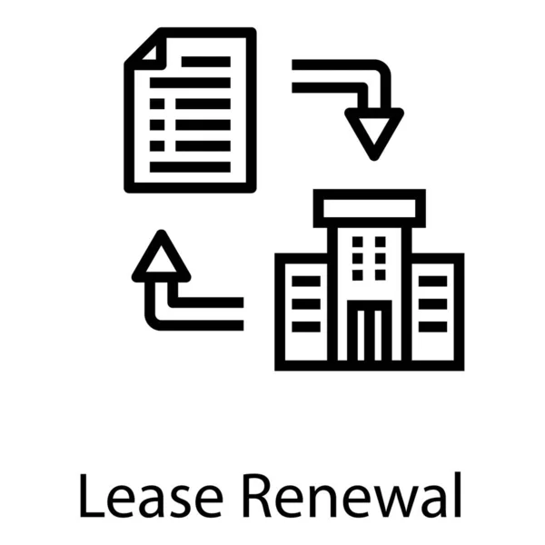 Icono Renovación Arrendamiento Icono Línea Documento — Archivo Imágenes Vectoriales