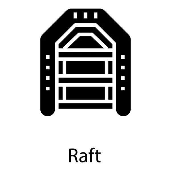 Radeau Sauvetage Eau Icône Glyphe — Image vectorielle