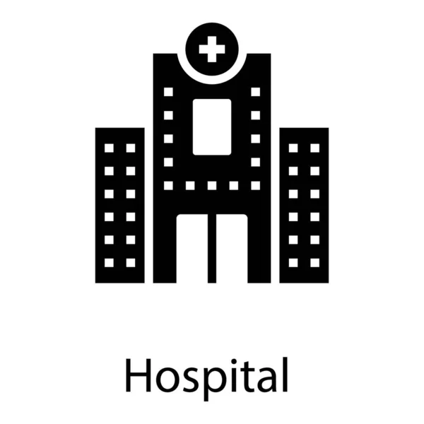 Icono Del Edificio Del Hospital Diseño Del Glifo — Archivo Imágenes Vectoriales