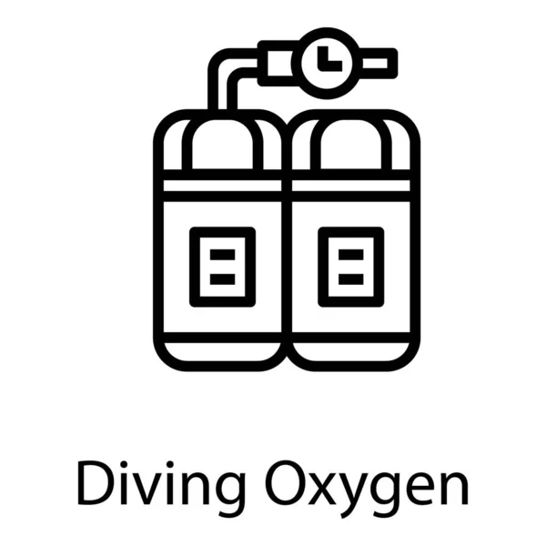 Ícone Oxigênio Mergulho Projeto Linha — Vetor de Stock