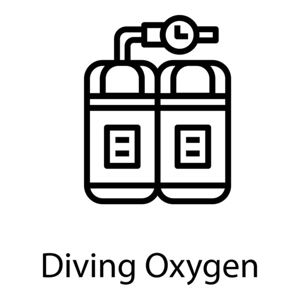 Buceo Icono Oxígeno Diseño Línea — Archivo Imágenes Vectoriales