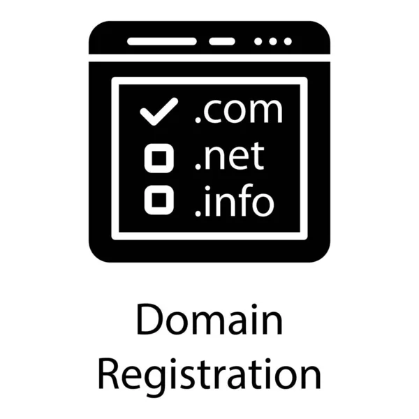 Domain Registrierungssymbol Glyphen Design — Stockvektor