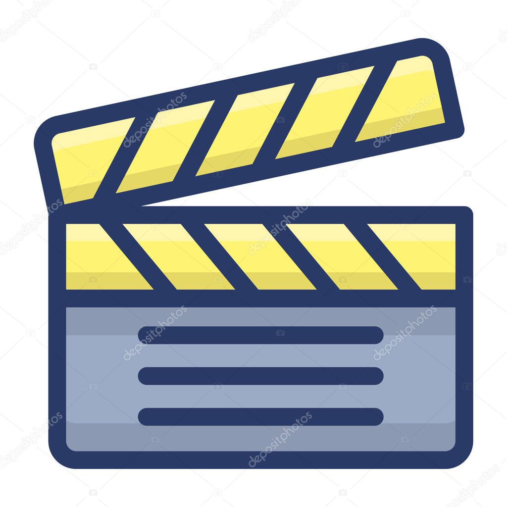 Icon of clapperboard flat vector 