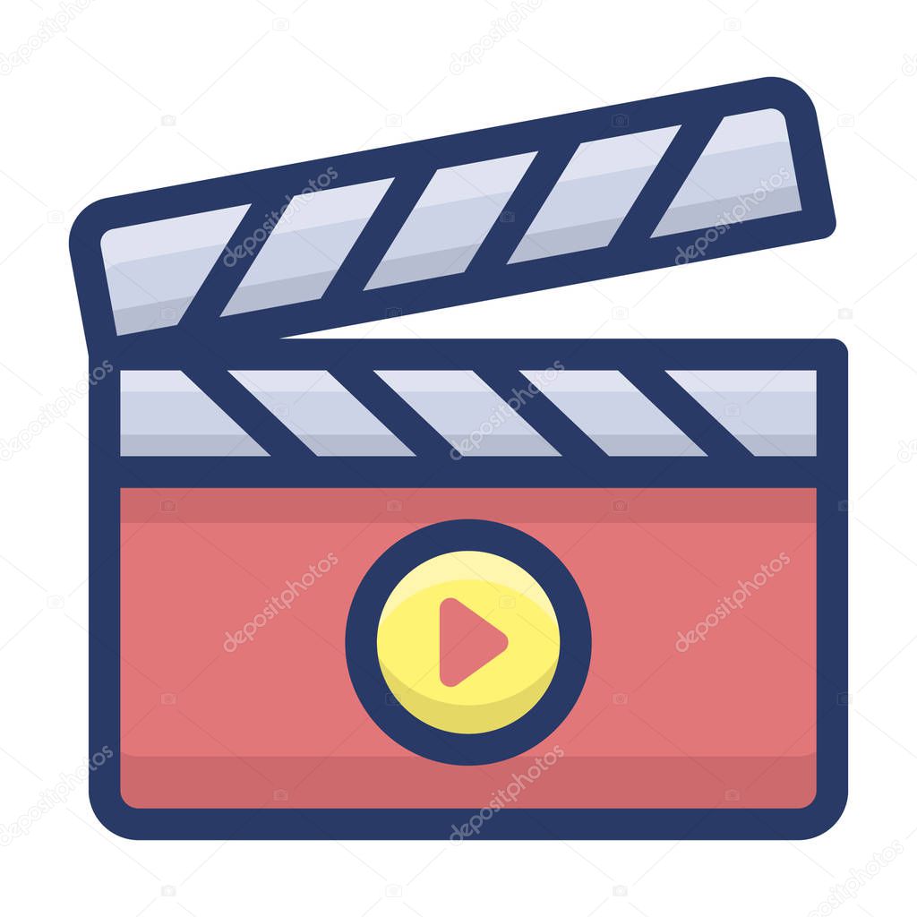 Icon of clapperboard flat vector 