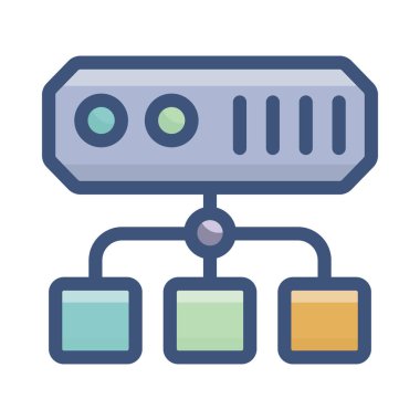 Düz tasarımda veri sunucusu ağ vektörü 
