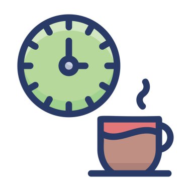 Çay saati düz simge vektör tasarımı