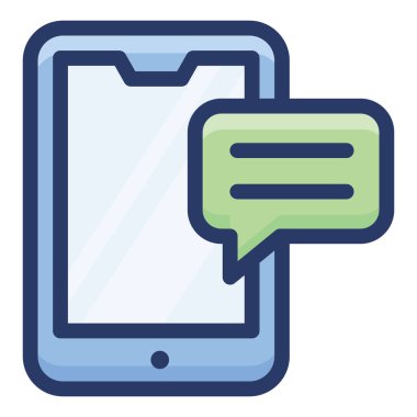 Düz vektör tasarım mobil sohbet simgesi.